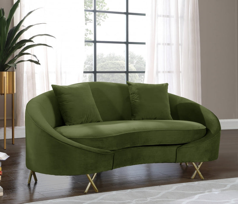 Serpentine Green Velvet Loveseat - 679Olive-L - Vega Furniture