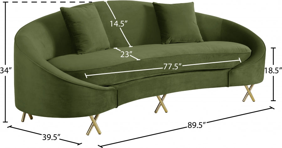 Serpentine Green Velvet Sofa - 679Olive-S - Vega Furniture