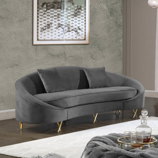 Serpentine Grey Velvet Sofa - 679Grey-S - Vega Furniture