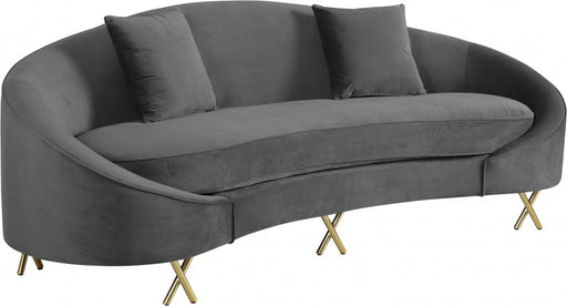 Serpentine Grey Velvet Sofa - 679Grey-S - Vega Furniture