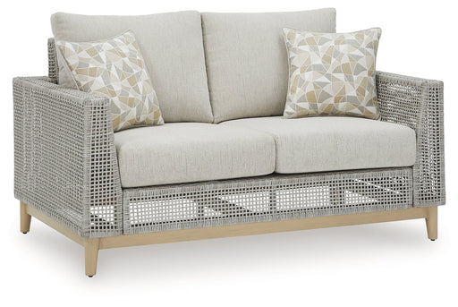Seton Creek Gray Outdoor Loveseat with Cushion - P798-835 - Vega Furniture