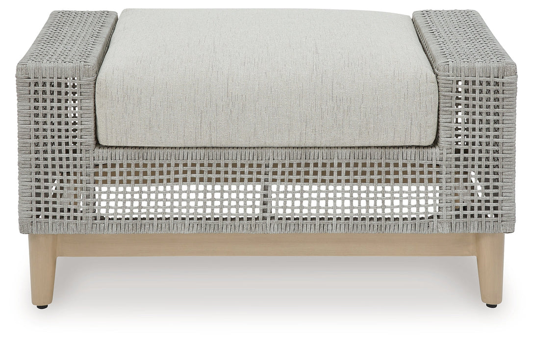 Seton Creek Gray Outdoor Ottoman with Cushion - P798-814 - Vega Furniture