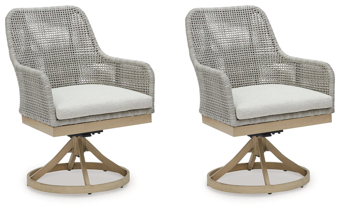 Seton Creek Gray Outdoor Swivel Dining Chair (Set of 2) - P798-602A - Vega Furniture