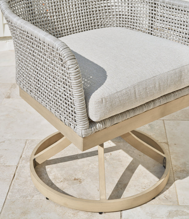 Seton Creek Gray Outdoor Swivel Dining Chair (Set of 2) - P798-602A - Vega Furniture