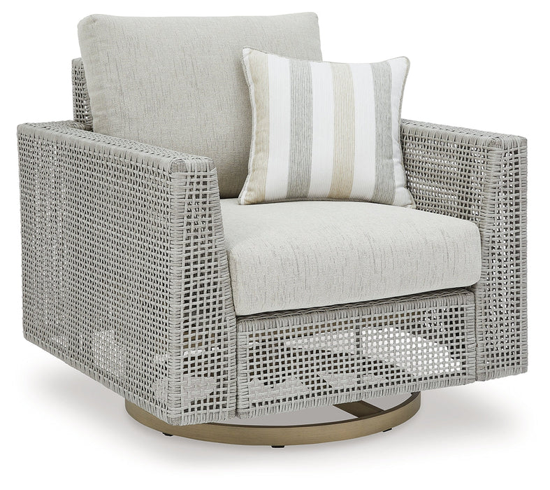 Seton Creek Gray Outdoor Swivel Lounge with Cushion - P798-821 - Vega Furniture