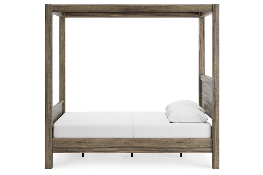 Shallifer Brown Queen Canopy Bed - SET | EB1104-161 | EB1104-171 | EB1104-198 - Vega Furniture