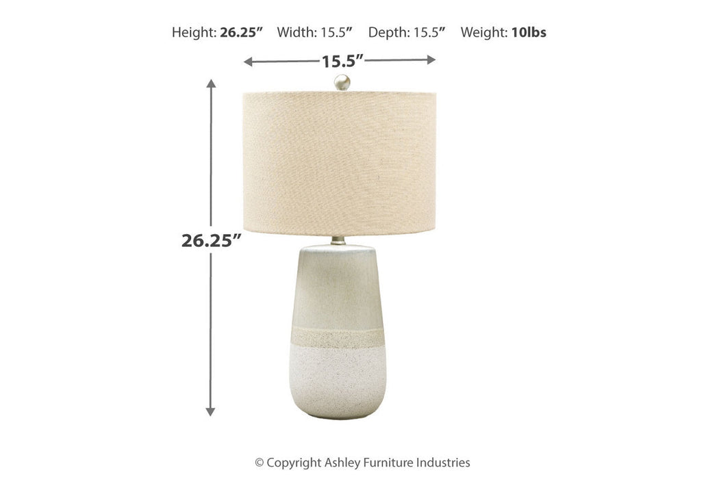 Shavon Beige/White Table Lamp - L100724 - Vega Furniture