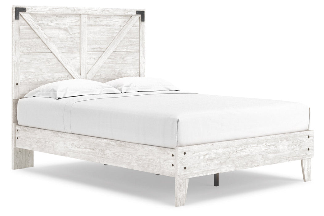 Shawburn White/Dark Charcoal Gray Full Crossbuck Panel Platform Bed - SET | EB4121-112 | EB4121-156 - Vega Furniture