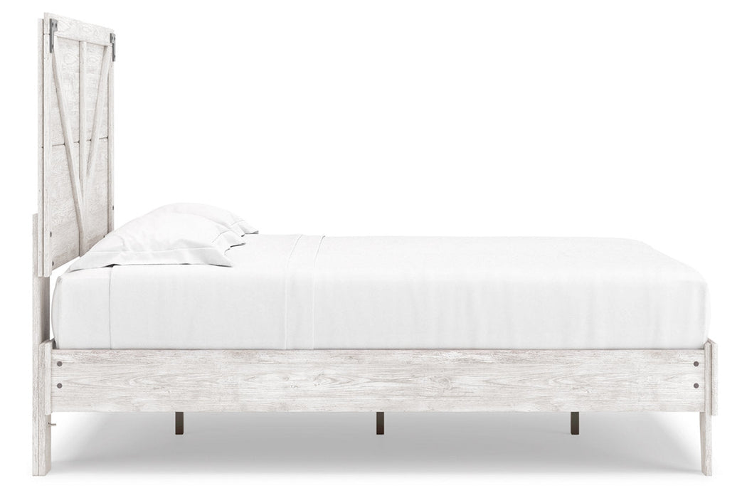 Shawburn White/Dark Charcoal Gray Full Crossbuck Panel Platform Bed - SET | EB4121-112 | EB4121-156 - Vega Furniture