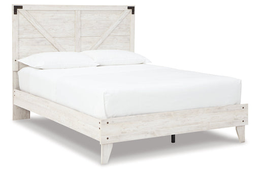 Shawburn White/Dark Charcoal Gray Queen Crossbuck Panel Platform Bed - SET | EB4121-113 | EB4121-157 - Vega Furniture