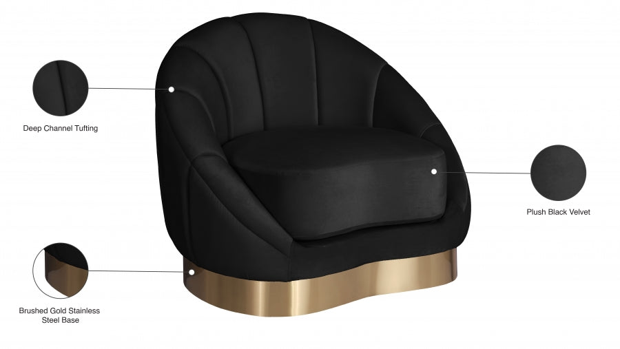 Shelly Black Velvet Chair - 623Black-C - Vega Furniture