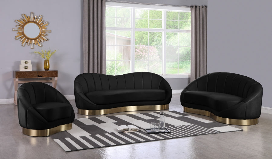 Shelly Black Velvet Sofa - 623Black-S - Vega Furniture