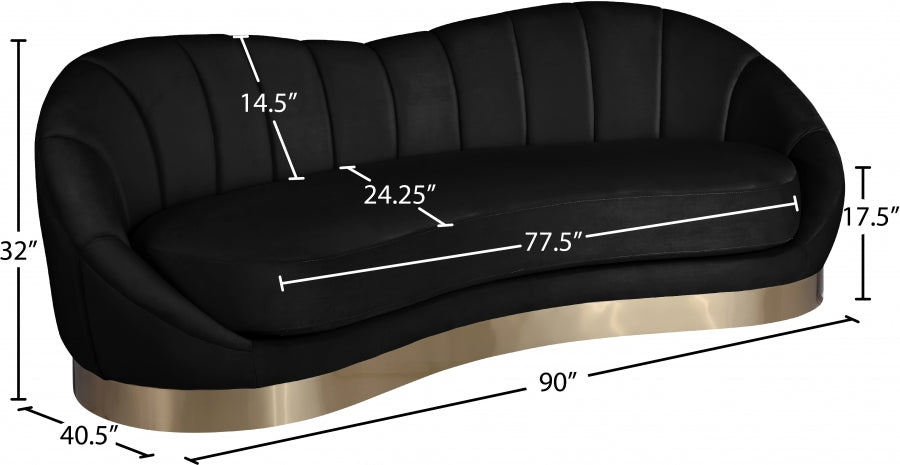 Shelly Black Velvet Sofa - 623Black-S - Vega Furniture