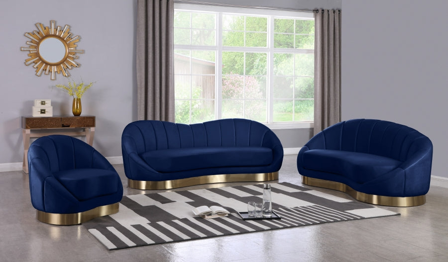 Shelly Blue Velvet Chair - 623Navy-C - Vega Furniture