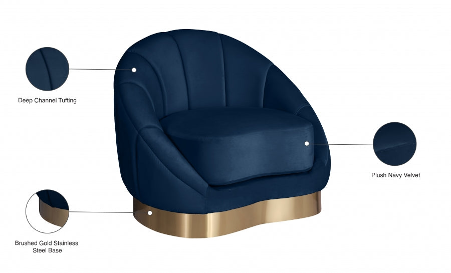 Shelly Blue Velvet Chair - 623Navy-C - Vega Furniture