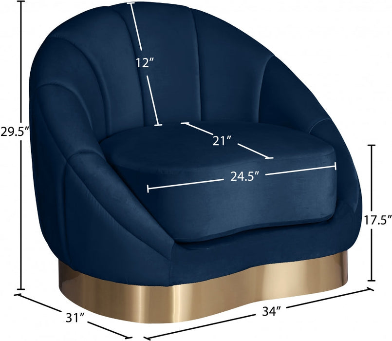 Shelly Blue Velvet Chair - 623Navy-C - Vega Furniture