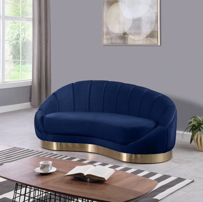 Shelly Blue Velvet Chaise - 623Navy-Chaise - Vega Furniture