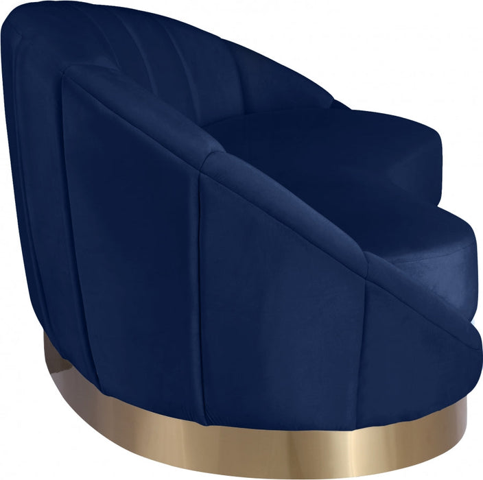 Shelly Blue Velvet Chaise - 623Navy-Chaise - Vega Furniture