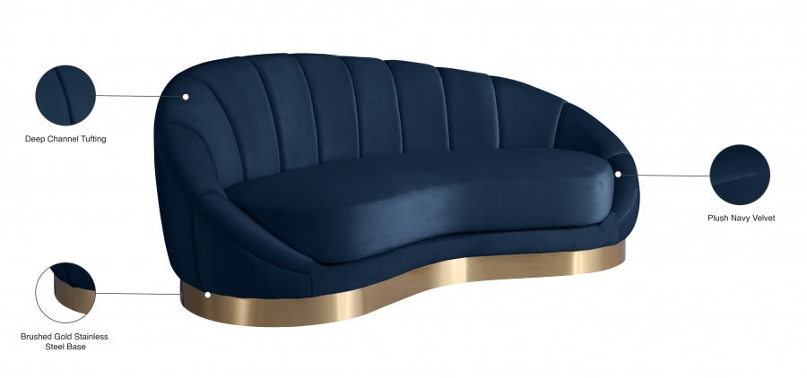 Shelly Blue Velvet Chaise - 623Navy-Chaise - Vega Furniture