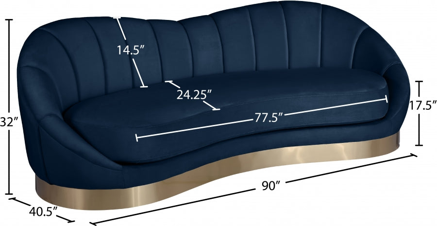 Shelly Blue Velvet Sofa - 623Navy-S - Vega Furniture