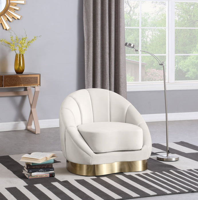 Shelly Cream Velvet Chair - 623Cream-C - Vega Furniture