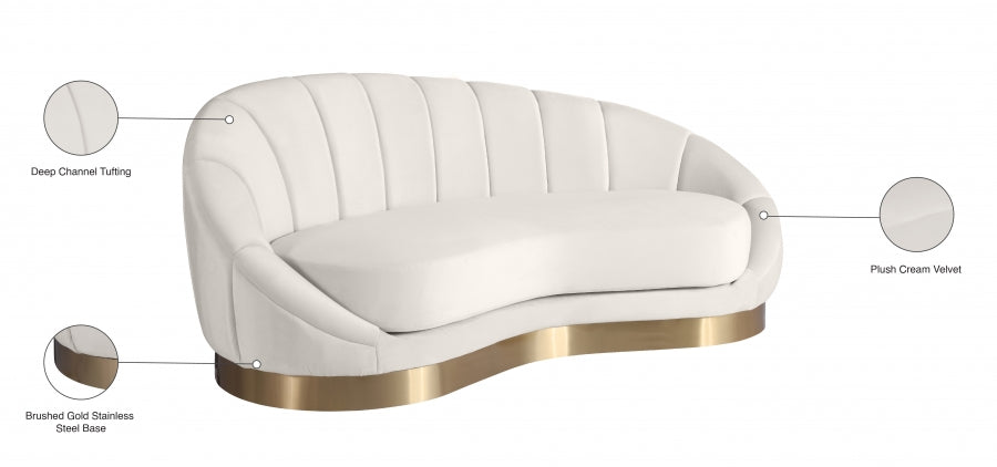 Shelly Cream Velvet Chaise - 623Cream-Chaise - Vega Furniture