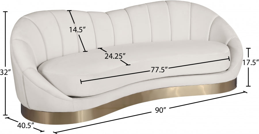 Shelly Cream Velvet Sofa - 623Cream-S - Vega Furniture