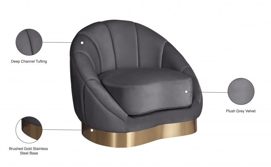 Shelly Grey Velvet Chair - 623Grey-C - Vega Furniture