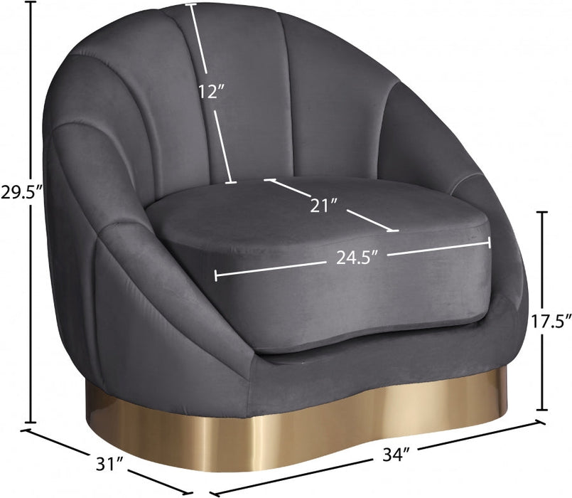 Shelly Grey Velvet Chair - 623Grey-C - Vega Furniture