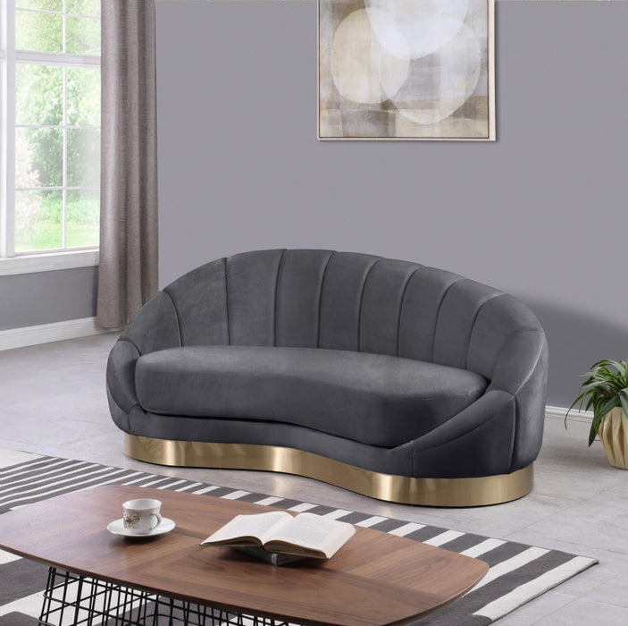 Shelly Grey Velvet Chaise - 623Grey-Chaise - Vega Furniture