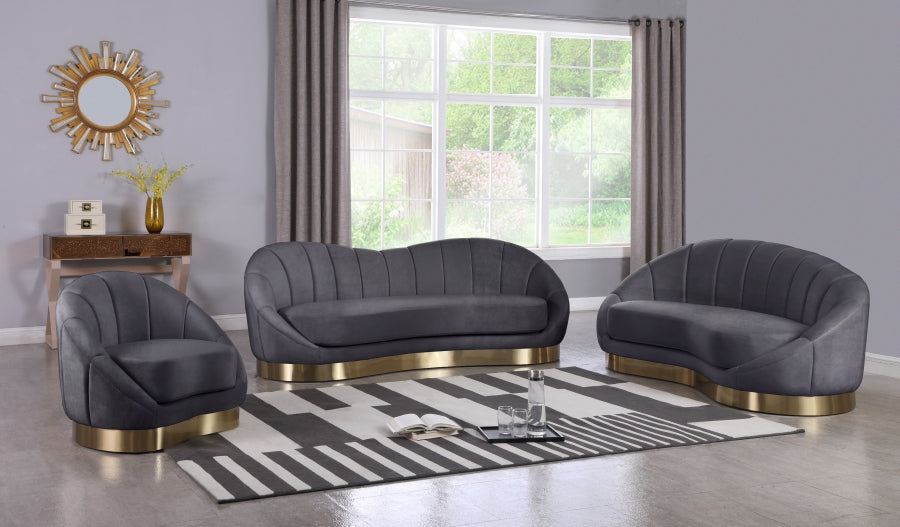 Shelly Grey Velvet Chaise - 623Grey-Chaise - Vega Furniture