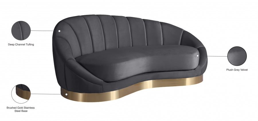 Shelly Grey Velvet Chaise - 623Grey-Chaise - Vega Furniture