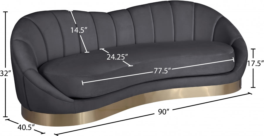 Shelly Grey Velvet Sofa - 623Grey-S - Vega Furniture