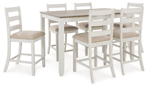Skempton White/Light 7-Piece Brown Counter Height Set - D394-423 - Vega Furniture