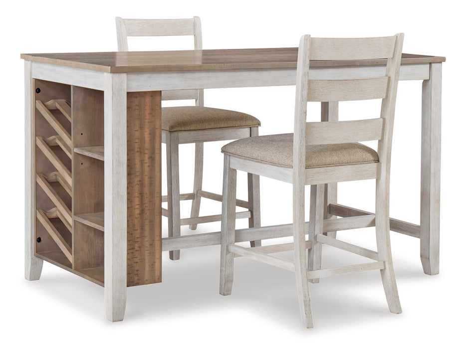 Skempton White/Light Brown 3-Piece Counter Height Set - SET | D394-32 | D394-124 - Vega Furniture