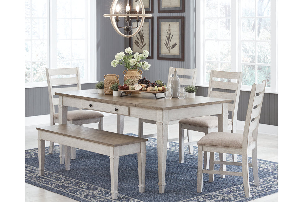 Skempton White/Light Brown Dining Table - D394-25 - Vega Furniture