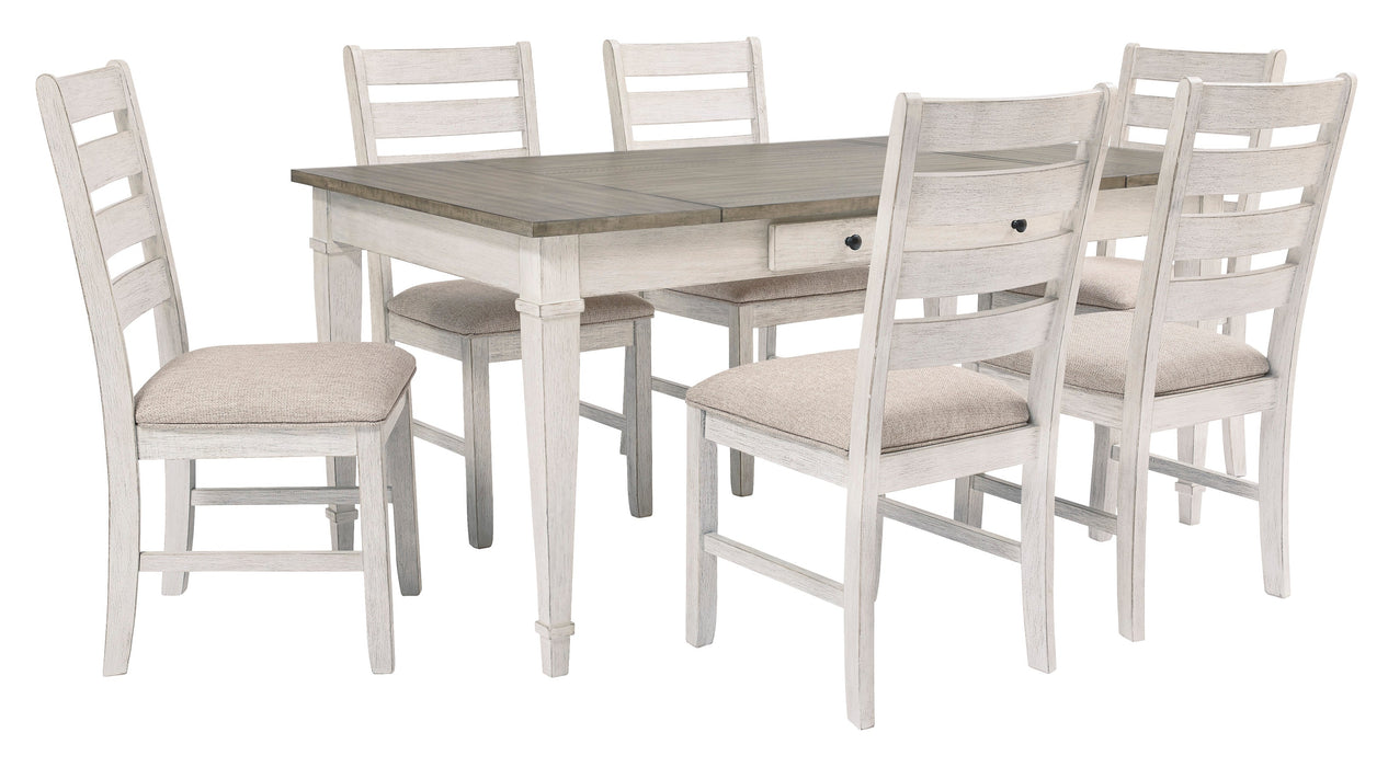 Skempton White/Light Brown Rectangular Dining Set - SET | D394-25 | D394-01(2) - Vega Furniture