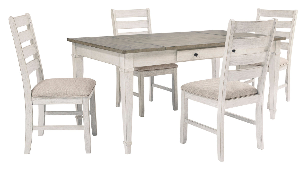 Skempton White/Light Brown Rectangular Dining Set - SET | D394-25 | D394-01(2) - Vega Furniture