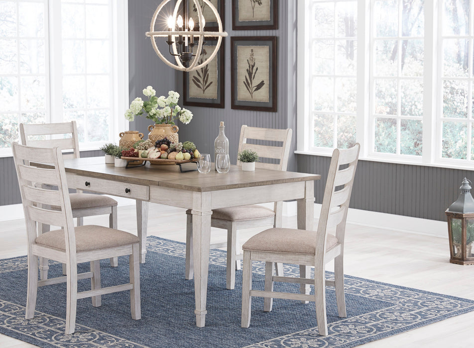 Skempton White/Light Brown Rectangular Dining Set - SET | D394-25 | D394-01(2) - Vega Furniture