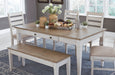 Skempton White/Light Brown Rectangular Dining Set - SET | D394-25 | D394-01(2) - Vega Furniture