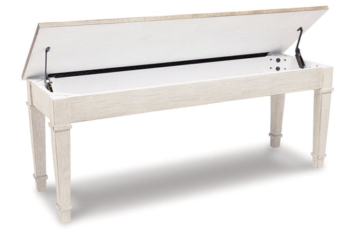 Skempton White/Light Brown Storage Bench - D394-00 - Vega Furniture