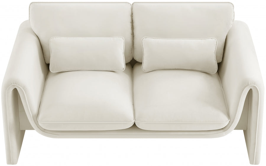 Sloan Velvet Loveseat Cream - 199Cream-L - Vega Furniture