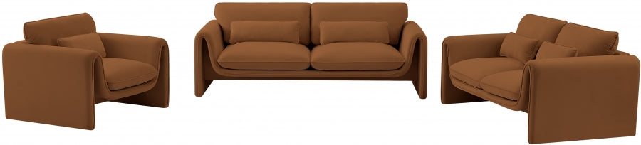 Sloan Velvet Loveseat Saddle - 199Saddle-L - Vega Furniture