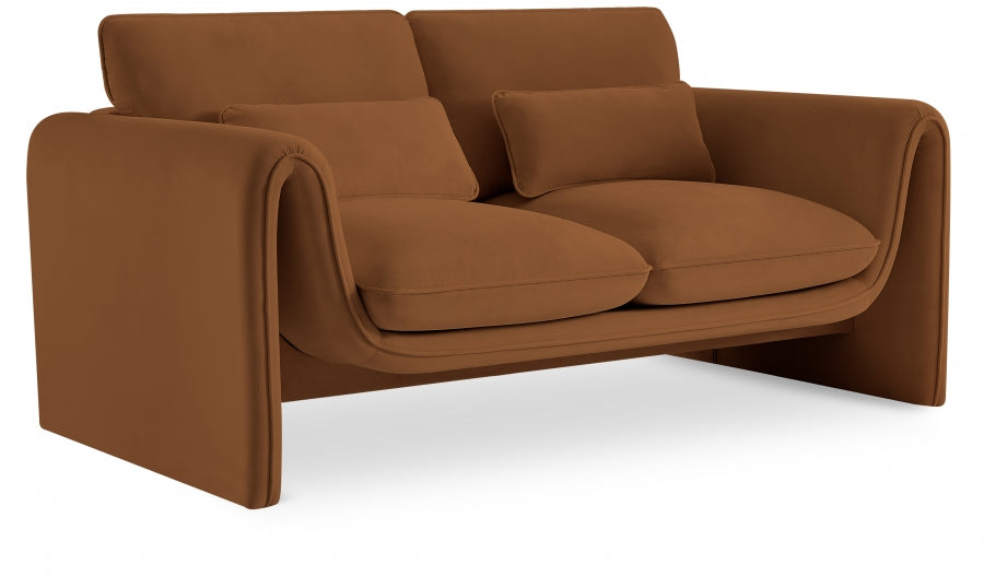 Sloan Velvet Loveseat Saddle - 199Saddle-L - Vega Furniture