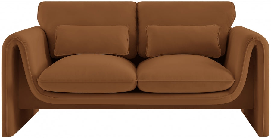 Sloan Velvet Loveseat Saddle - 199Saddle-L - Vega Furniture