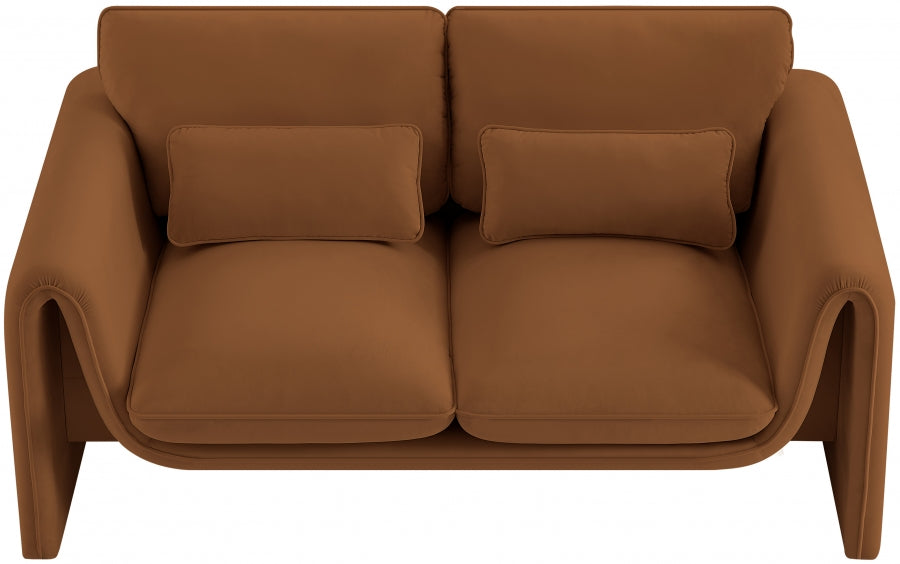 Sloan Velvet Loveseat Saddle - 199Saddle-L - Vega Furniture