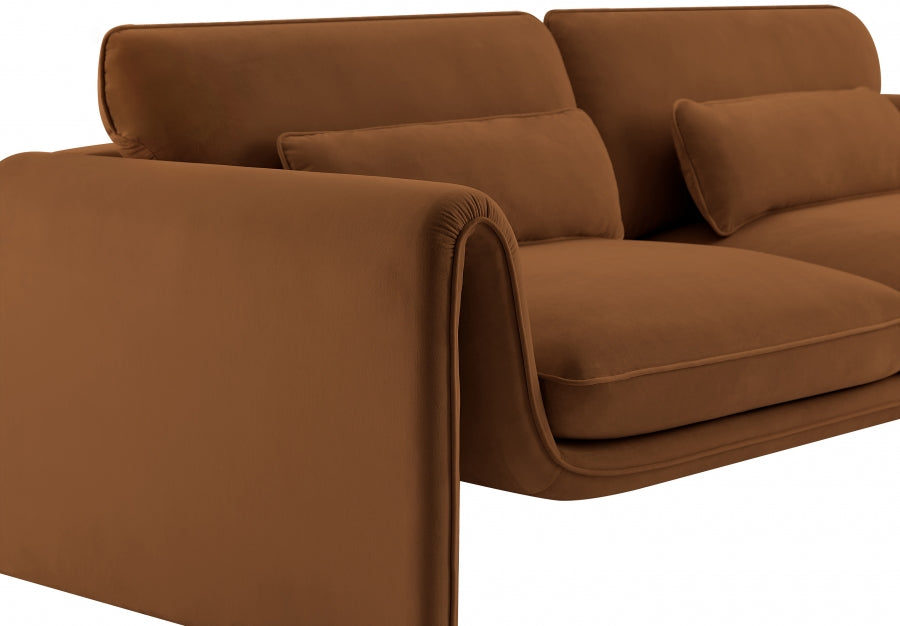 Sloan Velvet Loveseat Saddle - 199Saddle-L - Vega Furniture