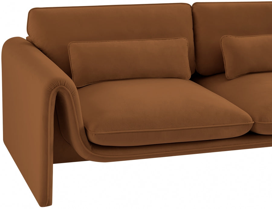 Sloan Velvet Loveseat Saddle - 199Saddle-L - Vega Furniture