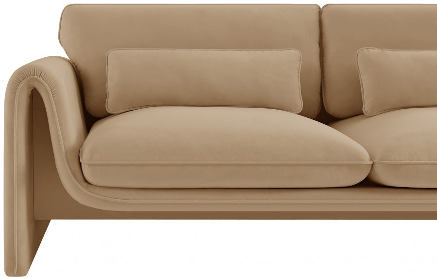 Sloan Velvet Sofa Camel - 199Camel-S - Vega Furniture