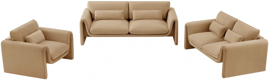 Sloan Velvet Sofa Camel - 199Camel-S - Vega Furniture